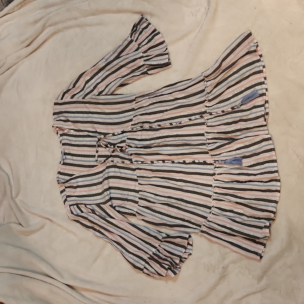 Blue Island tie front beach cover up